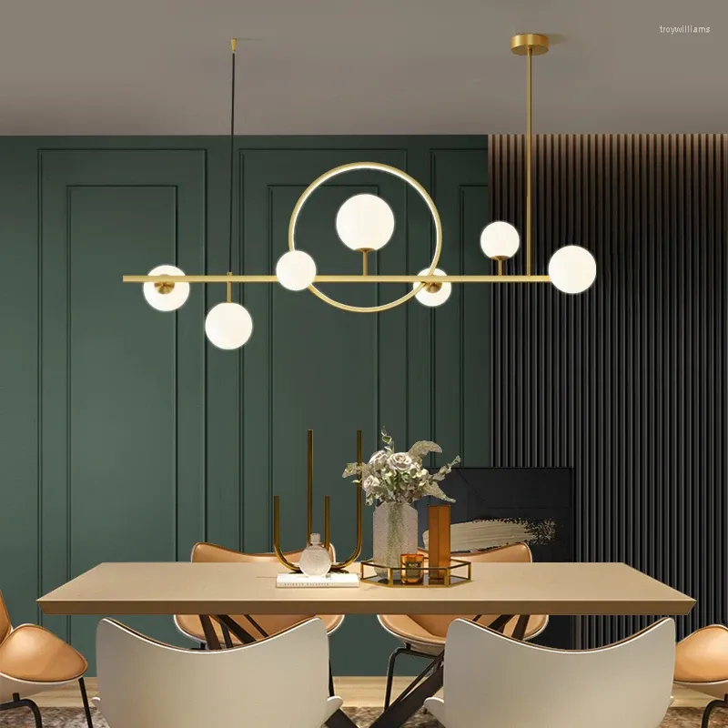 Lampes suspendues Nordic Restaurant Lights Moderne Simple Luxe Creative Art Magic Bean Lampe Strip Salon Salle à manger Lustre