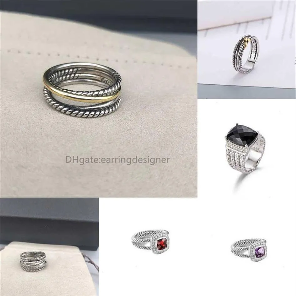 Rings Dy ed Two-color Cross Ring Women Fashion Platinum Plated Black Thai Silver Selling designer Jewelry woman luxury di222J