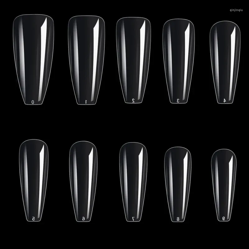 Накладные ногти Q1QD Советы Полное покрытие Французский стиль Акриловые искусственные кончики Маникюр 10 размеров для салонов дизайна ногтей и дома DIY