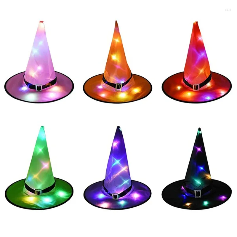 Chapeaux de fête 4pcs Halloween Chapeau de sorcière LED Light Up Glowing dans les sorcières sombres Suspendus Décor Glow Fournitures