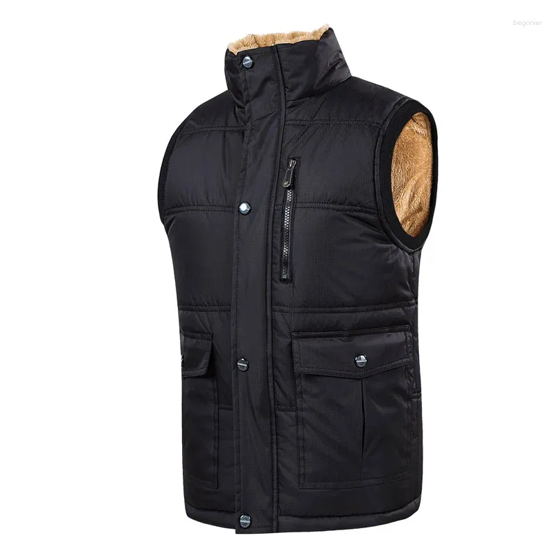 Gilets pour hommes Automne Hiver Chaud 2023 Hommes Gilet Mâle Coton Épais Gilet Polaire Thermique Doux Hommes Coupe-Vent Veste Sans Manches 7XL