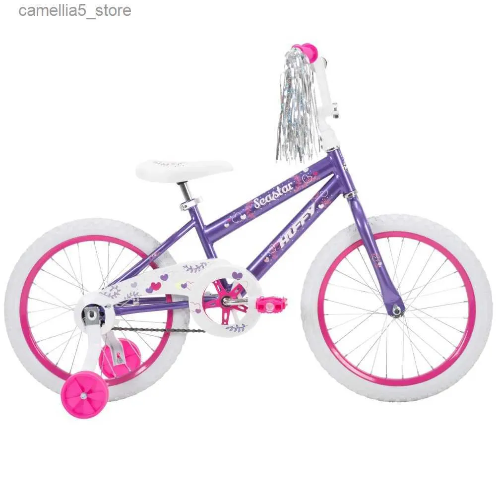 Bicicletas Correpasillos GISAEV 18 In. Bicicleta Sea Star Girl color morado metálico Freno de contrapedal fácil de usar Simplemente pedalee hacia atrás hasta detenerse. Q231018