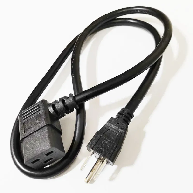 Power Adapter Cables, IEC 320 NEMA 5-15P Male Plug to 90 Degree Right Angled C19 Female Power Connector Cable 1M/