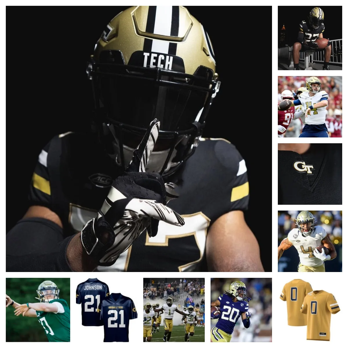 New Georgia Tech Yellow Jackets Football Jersey 0 Trey Cooley 23 Khari Gee 5 Zach Pyron 7 Trenilyas Tatum 7 Bryce Gowdy 6 Etinosa Reuben 23 Jamie Felix 72 Weston Franklin