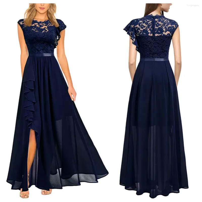Бальные платья SZSY-SS01#Вечернее платье Длинное шифоновое и кружевное винно-красное, темно-синее, черное, зеленое, свадебное, выпускное, оптовая продажа, сплит Amazon