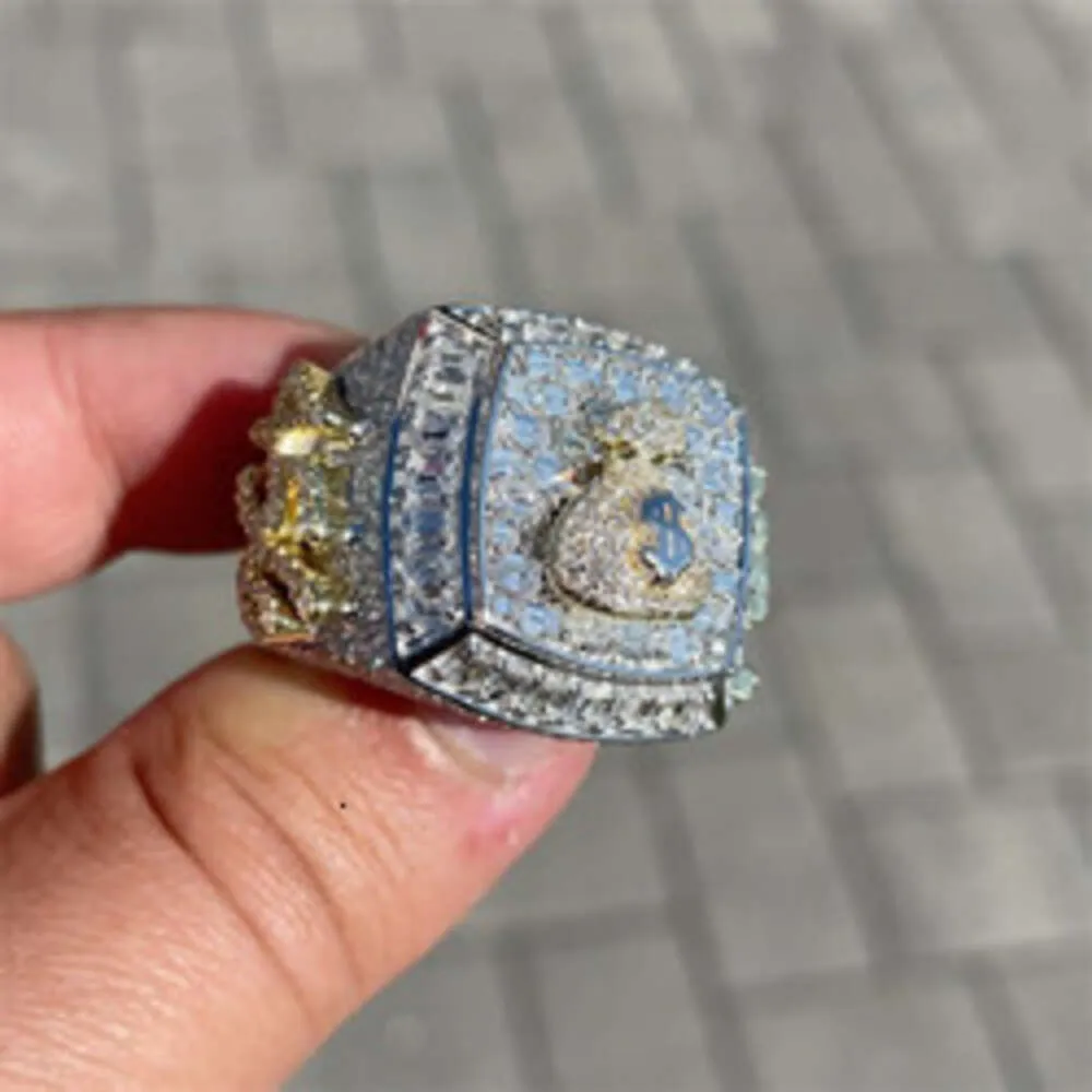 DHgate.com:18K Gold Plated 925 Sterling Silver Mens Hip Hop Ring with ...