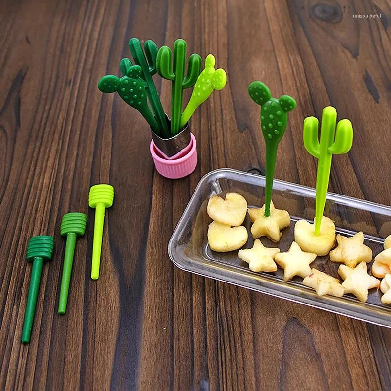 Fourchettes Mini dessin animé Cactus fourchette à fruits enfants Snack Dessert Pick gâteau Bento déjeuners décoration de fête