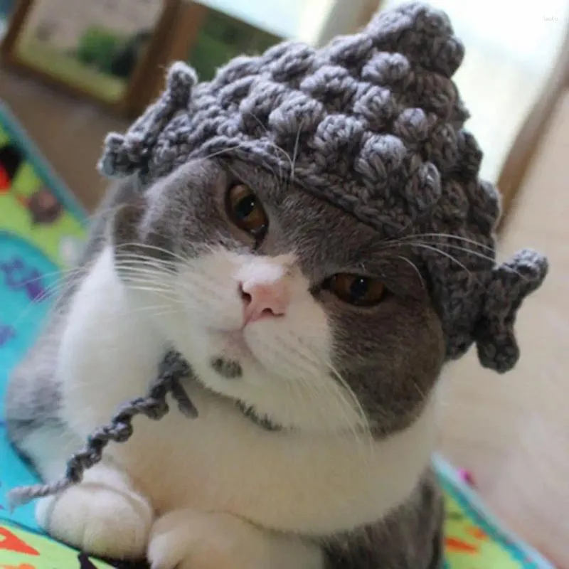 Dog Apparel Pography Props For Pets Soft Funny Handmade Buddha Hat Cats Cute Pet Cosplay Headgear With Imitation Yarn Feline