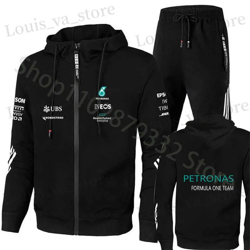 Survêtements pour hommes 2023 Formule 1 Petronas Team Hamilton / Russell Fans Hommes / Femmes Ensembles décontractés Chemise à fermeture éclair surdimensionnée Sweat à capuche à manches longues + Pantalon de sport T231017