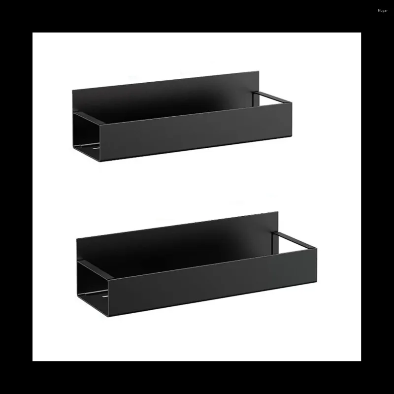 Kitchen Storage 2PCS Moveable Fridge Magnetic Spice Racks Metal Black