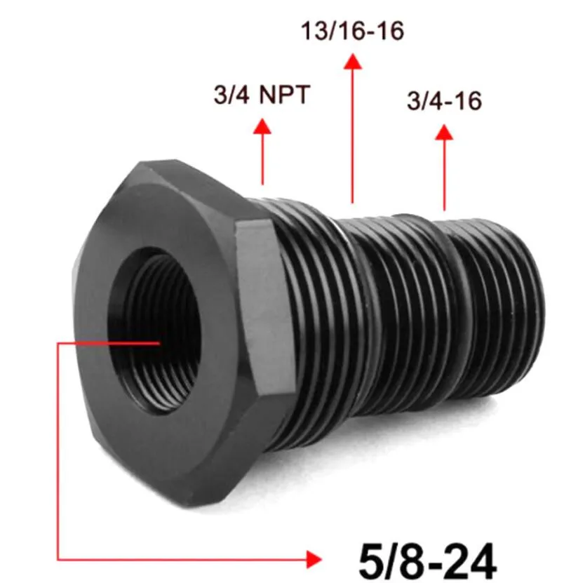 Adaptador de filtro de filtro de combustível, conector três em um, liga de alumínio 5/8-24 ou 1/2-28NPT