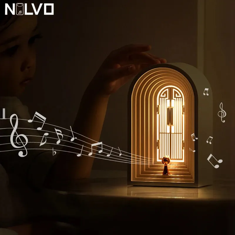 Портативные колонки Nordic Night Light Беспроводная Bluetooth-колонка Музыкальный плеер Бесступенчатое затемнение прикроватной лампы USB-зарядка Стол Декор Подарок 231017