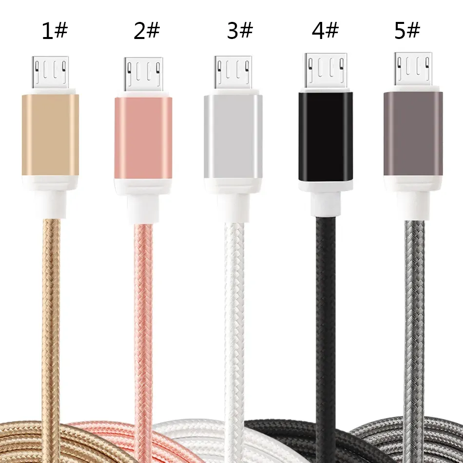 Nylon Gevlochten Type C USB-kabel USB 2.0 naar 3.1 Hoge snelheid opladen Type C-kabel Metalen behuizing V8 Laadsnoeren voor iPhone Android Smart LL