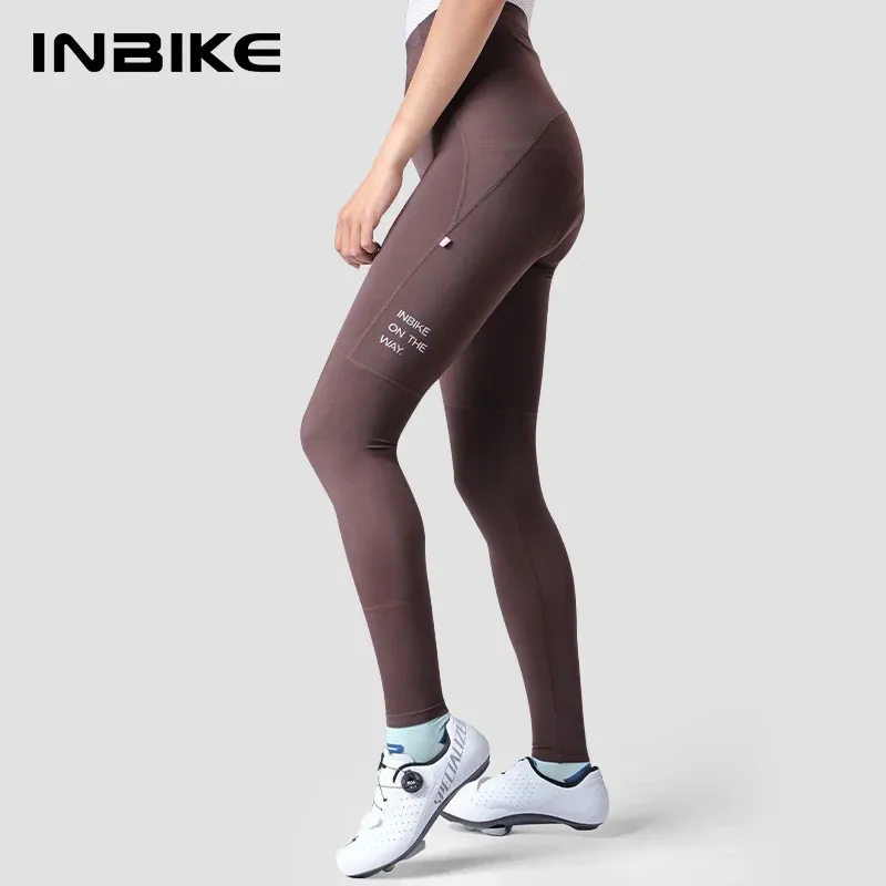 Pantaloni da ciclismo INBIKE Collant da equitazione lunghi imbottiti da bicicletta da donna Leggings con tasche laterali Accessori da mountain bike MTB 231017