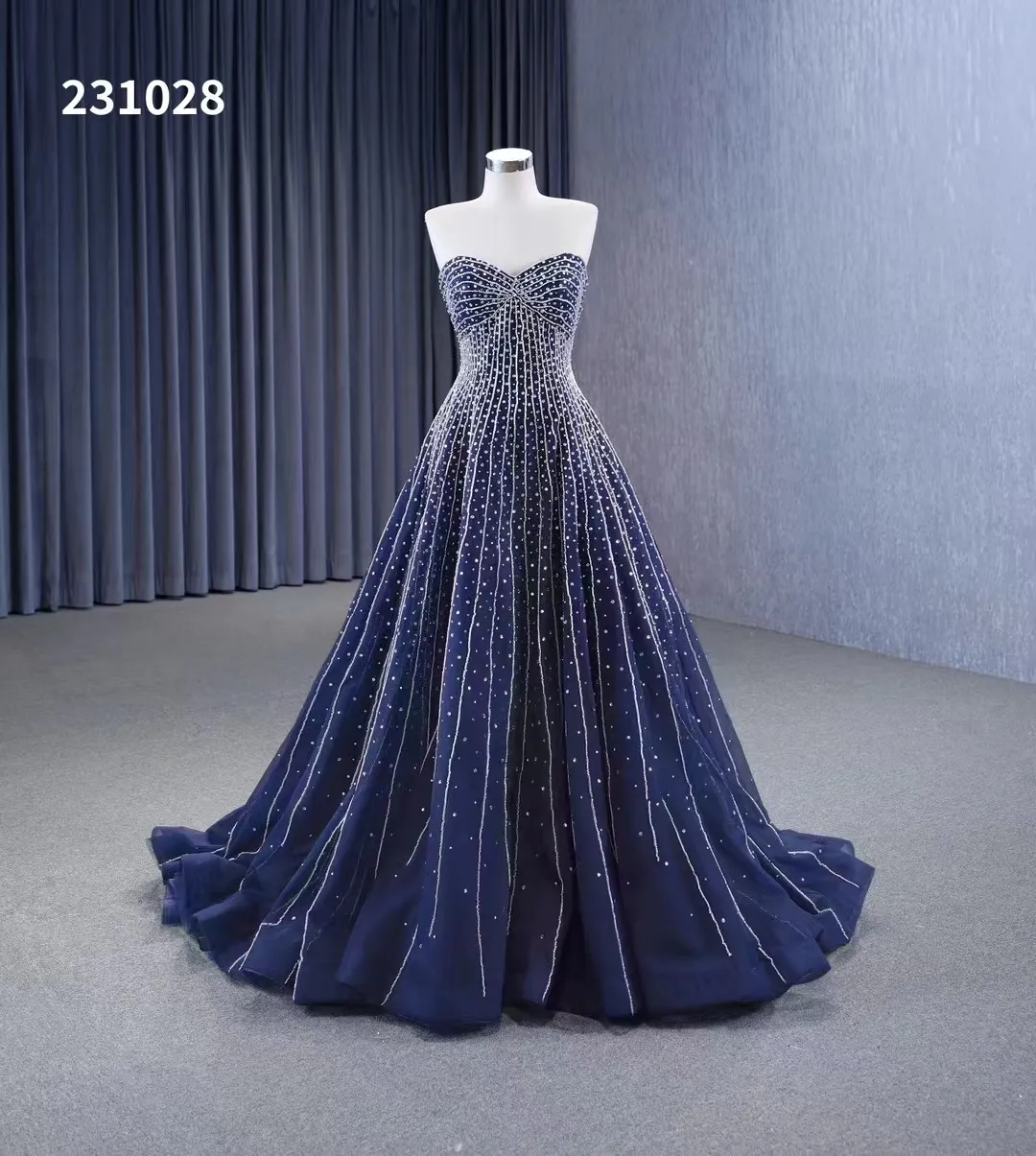 Dream – Robe de soirée trapèze, faite à la main, avec perles, col en cœur, sans manches, dos nu, SM231028