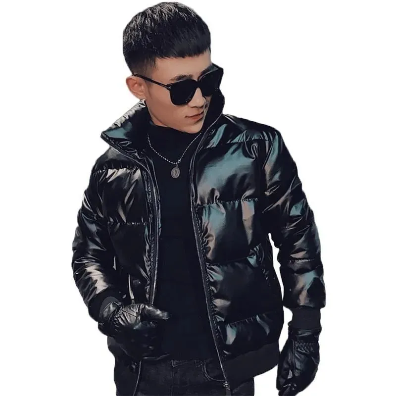 Men's Down Parkas Spring Winter Windbreaker Fashion Thermal Coats Mens Thick Warm Glossy Jackets Black Silver Outwear Clothings 231017