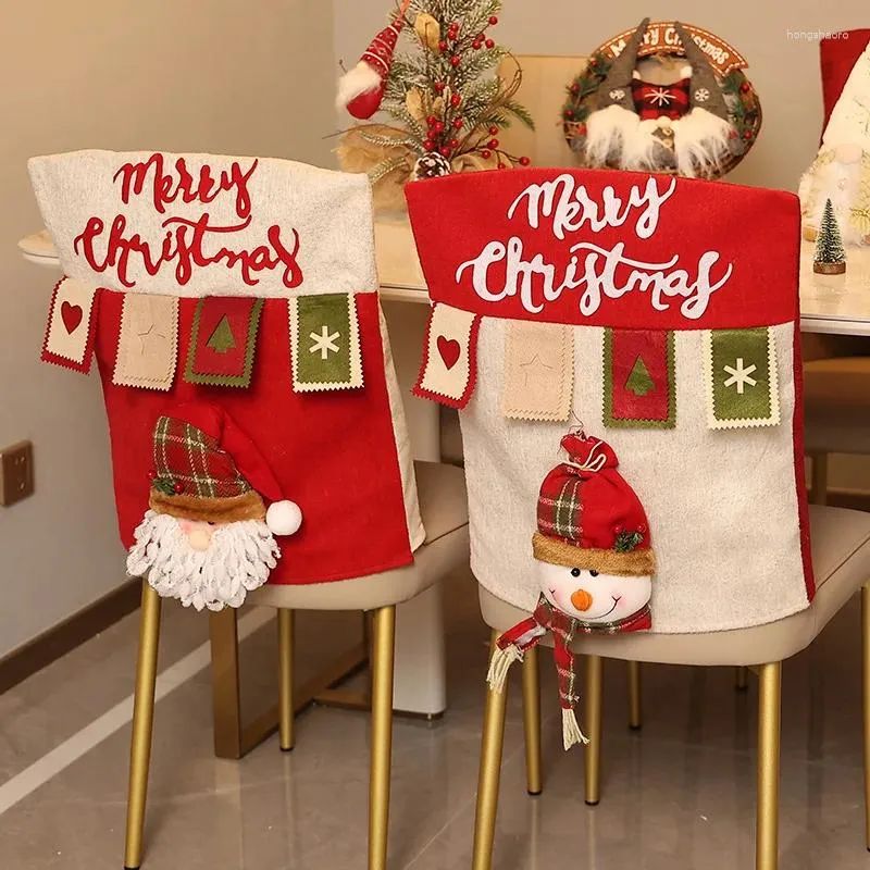 Cadeira cobre jantar natal casa cozinha chapéu para quarto encosto decoração pano tecido desenhos animados decoração capa