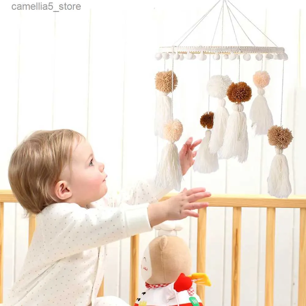 Mobiles # Babybed Rammelaar Pasgeboren Wieg Mobiele Rammelaar Kralen Bedbel Roterende Windgong Kinderkamer Decor Kinderkamer Hangende Decoraties Q231017