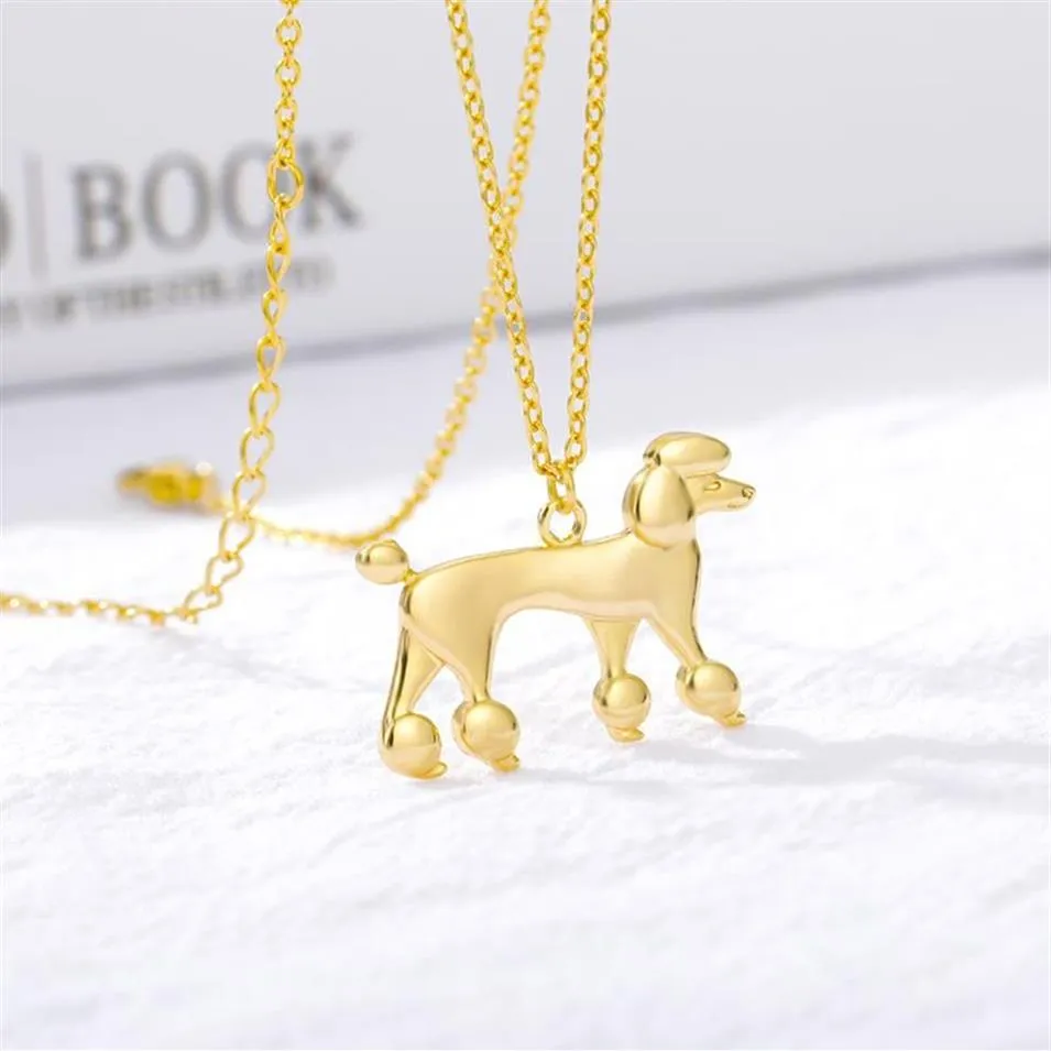 Mignon caniche pendentif collier ras du cou chaîne en or collier femmes charme Simple colliers chien en acier inoxydable nouveau bijoux de fiançailles2671