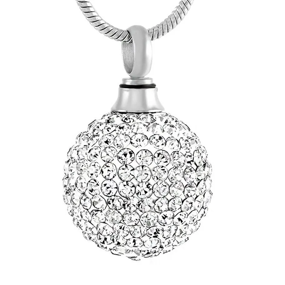 Clear Crystal Ball Stainless Steel Cremation Pendant Necklace Memory Funeral Ashes Keepsake Urn Necklace Jewelry294T