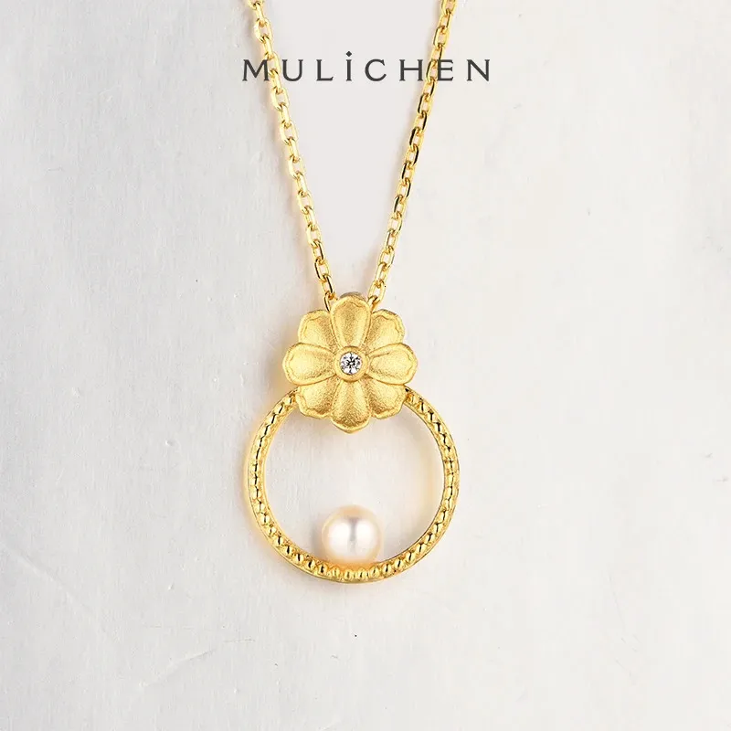 Pendant Necklaces MULICHEN 4mm Natural Freshwater Pearl Necklace Set 925 Sterling Silver Plated With K Gold In For Women 231017