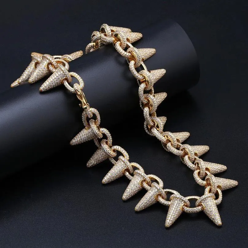28 mm lodowane ciężkie punkowe dłaty dławiki bling łańcuch sześcienny cyrkon męski naszyjnik bioder biżuteria