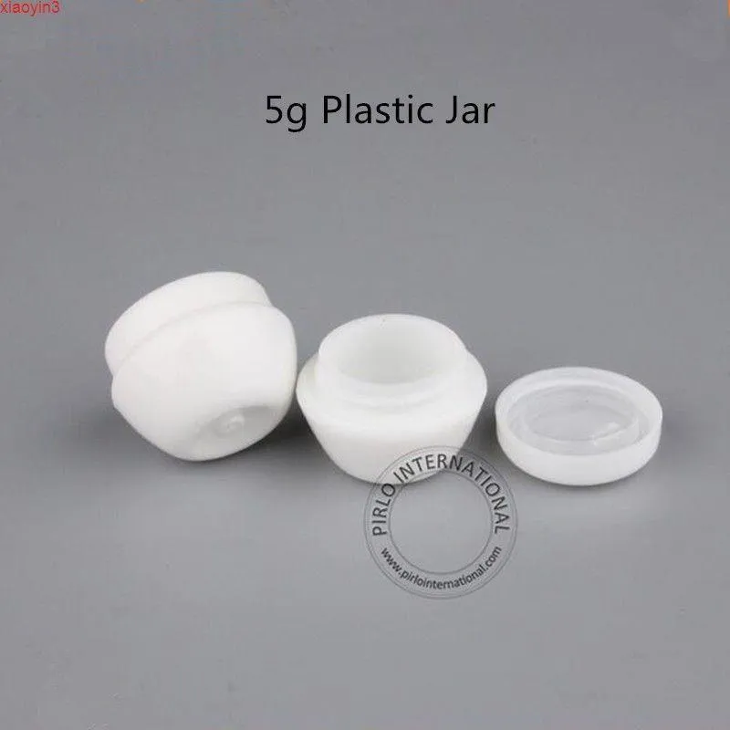 プロモーション50pcs/lot 5gプラスチックフェイシャルクリームジャー空の女性化粧品5mlミニホワイトリッドポット