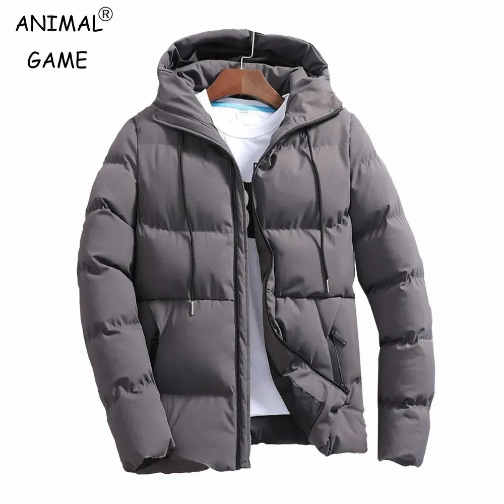 Hommes vers le bas Parkas Streetwear veste d'hiver hommes épaissir manteau chaud col montant vestes couleur unie Parka femmes mode 231016