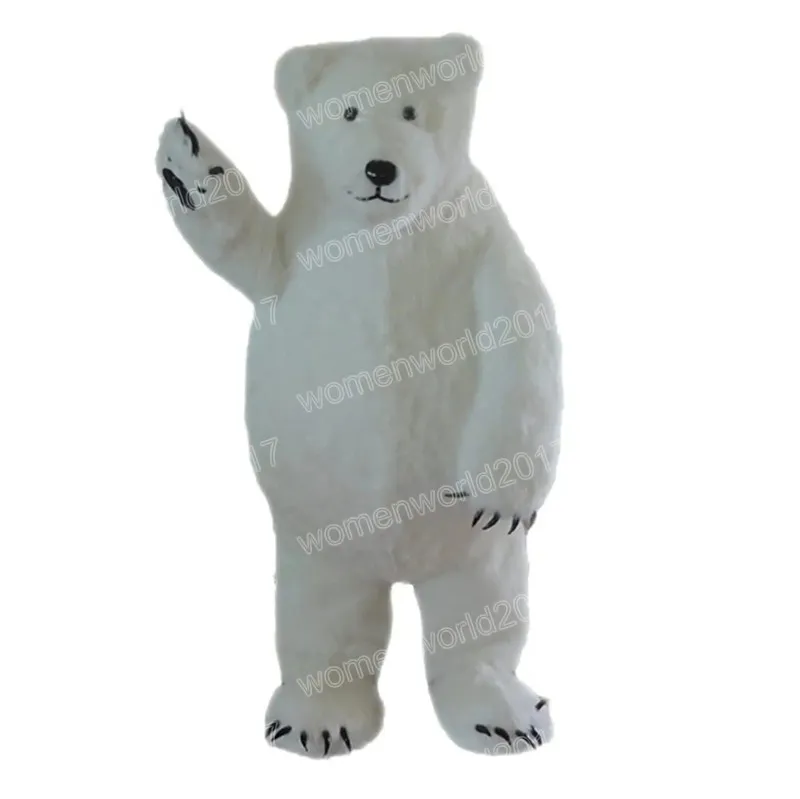 Costume de mascotte d'ours polaire blanc d'Halloween, tenues de personnage de dessin animé de qualité supérieure, costume unisexe pour adultes, tenue d'anniversaire, de Noël, de carnaval, robe fantaisie