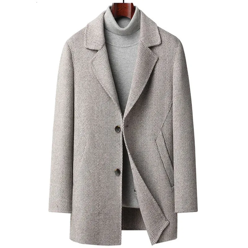 Mens wool coat with down lining top