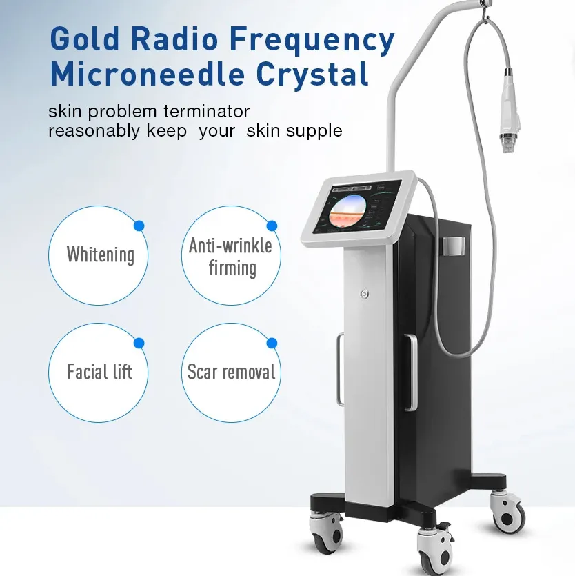 Micro Crystal Gold RF Anti-aging Machine Skin Whitening Smoothing Scar Removal Anti-wrinkle Pain-free Microneedle Salon for Beauty