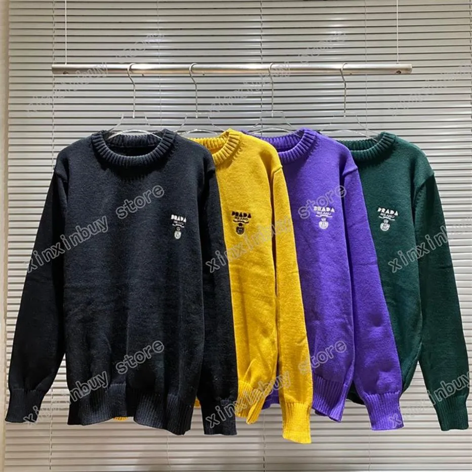 Xinxinbuy Hommes Designer Pull à capuche Lettre broderie Milan Triangle Label Paris coton femmes Noir jaune violet vert S-2XL301L