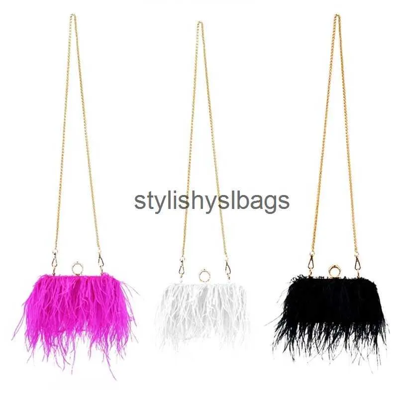 Роскошная сумка через плечо со страусиными перьями, свадебная сумка, кошелек, женская элегантная вечерняя цепочка, сумка через плечо, стильная сумка