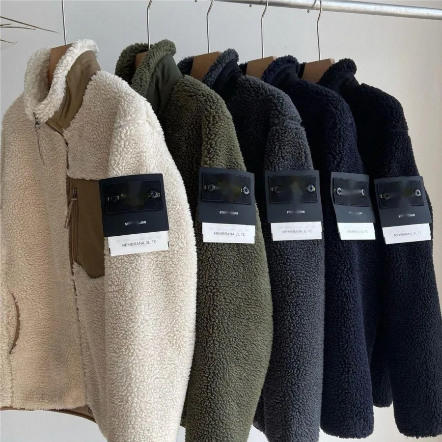 Herrjackor designer jacka kvinnors vintage lamms ull lösa kappa varma blixtlås par asiatiska 2023s cp hoodie hög kvalitet