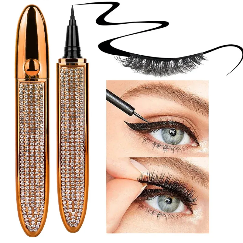 Eye ShadowLiner Combination 1PC 2 in 1 Penna per eyeliner autoadesiva ad asciugatura rapida a lunga durata Senza colla Ciglia non in fiore Matita per eyeliner attaccata 231016