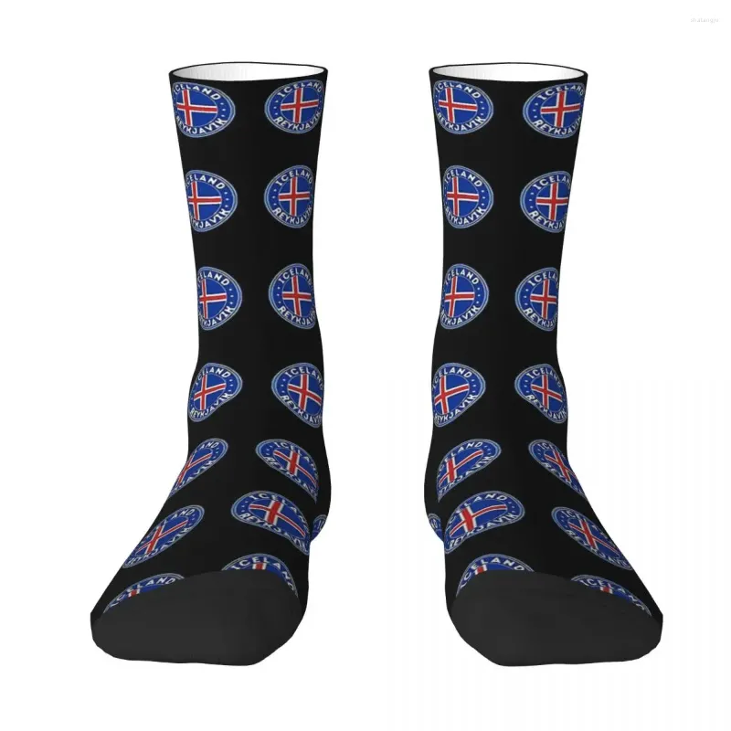 Chaussettes pour hommes Drapeaux des pays Islande Reykjavik Hommes Femmes Coupe-vent Nouveauté Printemps Été Automne Hiver Bas Cadeau