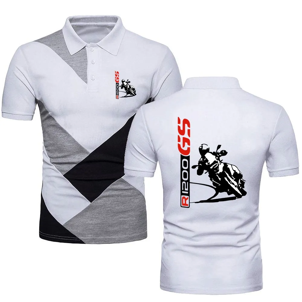 Polo camisas masculinas camiseta motocicleta aventura esporte t r1200 gs motorrad estilo militar manga curta camisa contraste cor polo