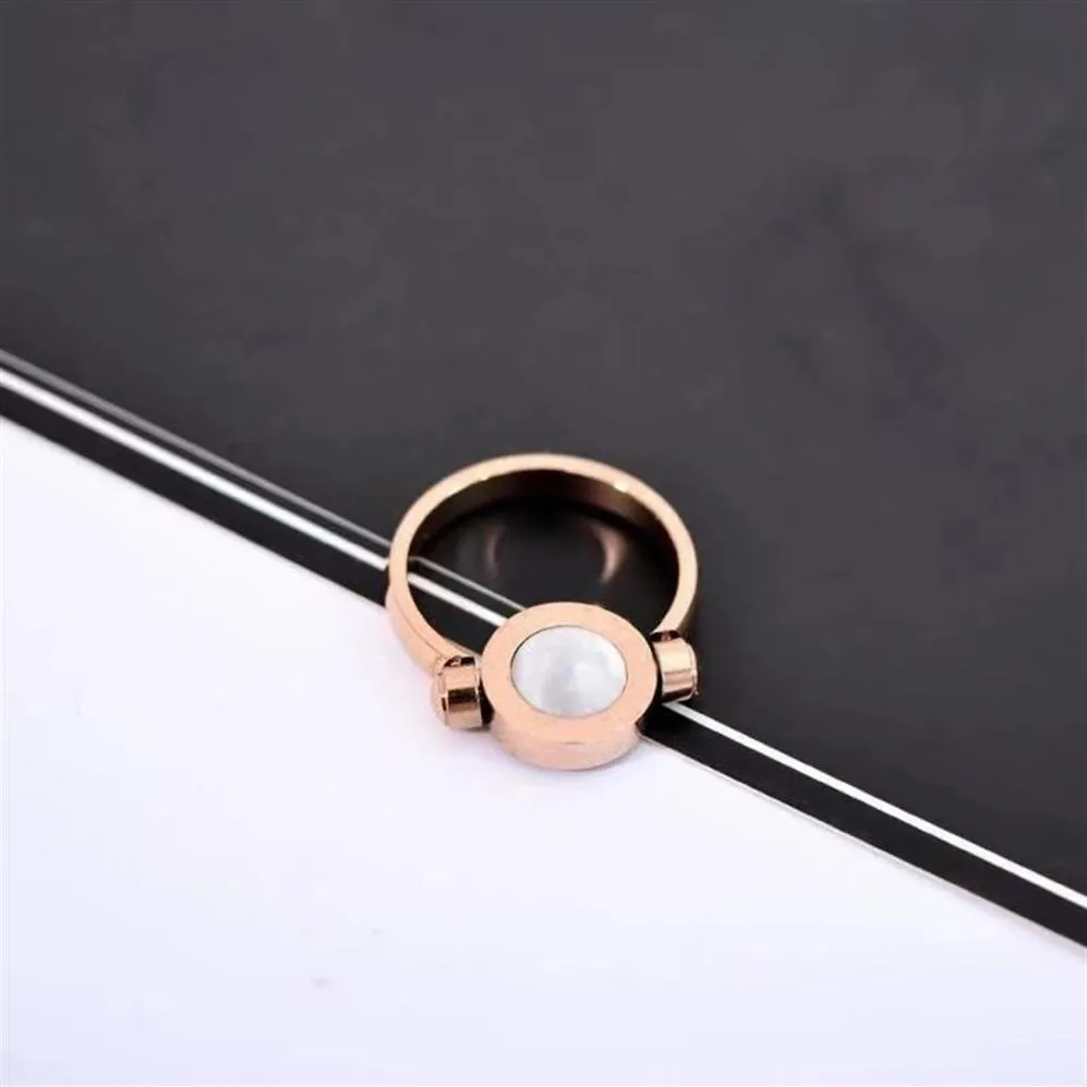 Hoogwaardige roségouden dubbelzijdige rotatie met zijstenen ringen Mode dame creatieve flip-ring Stuur originele geschenkdoos296e