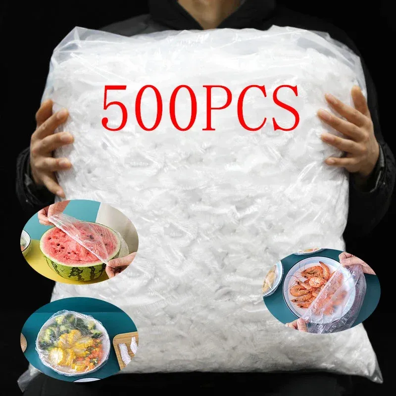 Other Home Storage Organization 50 100 200 300 500PCS Food Fresh Keeping Film Cover Fruit Vegetable Bag Stretch Wrap Bowl Dish 231017