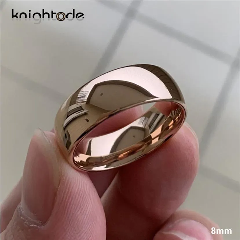 Классическое вольфрамовое обручальное кольцо из розового золота для женщин и мужчин, обручальное кольцо из карбида вольфрама, купол с полированной отделкой, кольцо 8 мм 6 мм Y1119271G