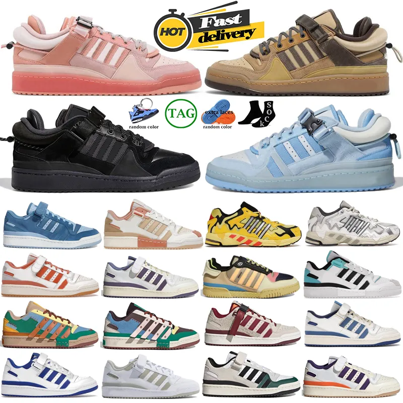 Bad av hög kvalitet dålig kanin x original forum powerfase låga casual skor designer män kvinnor som kör sneakers benito blå ton kärna svart påsk utomhus sporttränare tränare