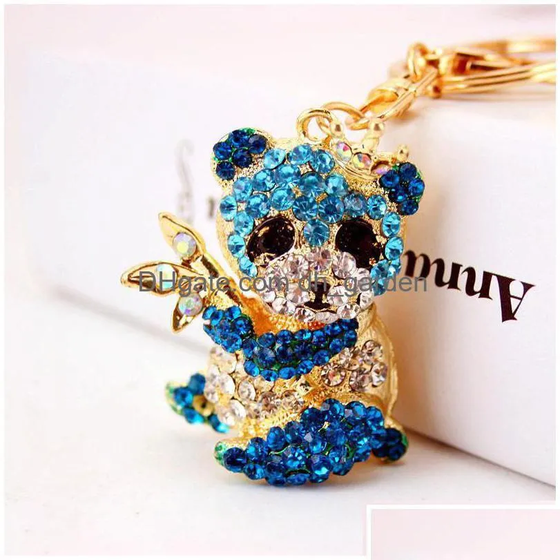 Portachiavi Portachiavi Creativo Simpatico strass Cartone animato Panda Portachiavi Sichuan Nt Ciondolo in metallo Animale Piccolo regalo Consegna di goccia Gioielli D Dhpil