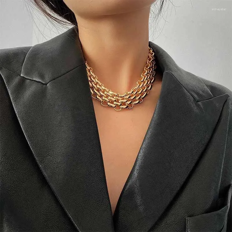 Collier ras du cou à chaîne épaisse en métal pour femmes et filles, produit plaqué or et argent, bijoux à la mode Y2K, cadeau de fête, Style 2023, CN325