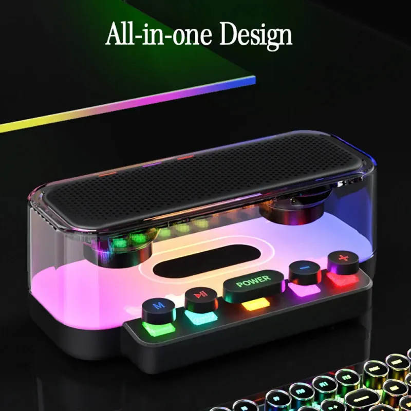 Taşınabilir Hoparlörler Kablosuz Bluetooth 5.0 RGB Işıklar Oyun Hoparlör Stereo Subwoofer Şeffaf Destek USB TF Play PC Ses Çubuğu Soundbox 231017