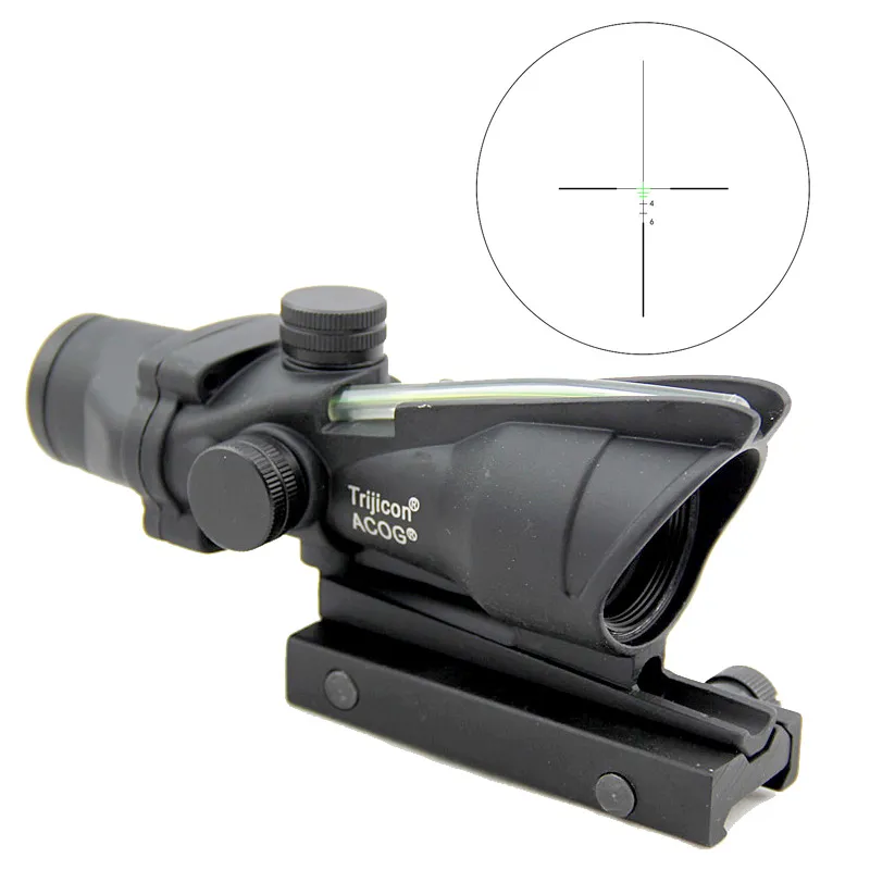 ACOG 4X32 Fibra Escopo Tático Verde Iluminado Óptica Crosshair Retículo Mira Óptica Caça Riflescope Airsoft Gunsight 20mm Rail Mount