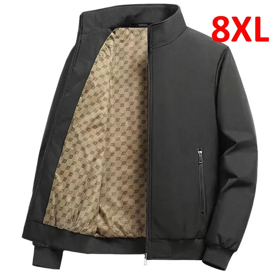 Giacche da uomo 2024 Primavera Uomo 7XL 6XL Plus s Tinta unita Moda Cappotto casual Giacca nera kaki Taglia grande 8XL 231013