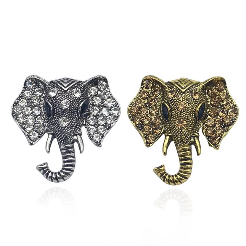 Vintage Rhinestone Elephant Brooch Bronze Animal Brooches For Women Men Denim Suit Sweater Collar Pin Button Badge Broche286S