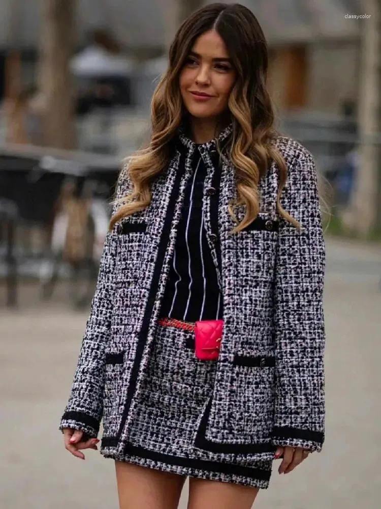 DHgate.com:Womens Tweed Jacket, Retro Color Contrast, Fall DHgate.com:Womens Tweed Jacket, Retro Color Contrast, Fall