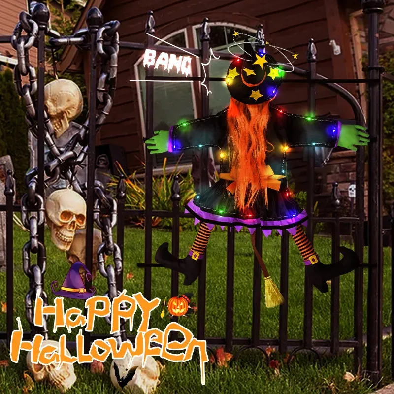 Halloweenowe zabawki Świeć Halloween Witch Doll Courtyard, rozbicie się z drzewem LED Halloween Dekoracja Zabawka Zabawna weranda Tree Decorat 231016