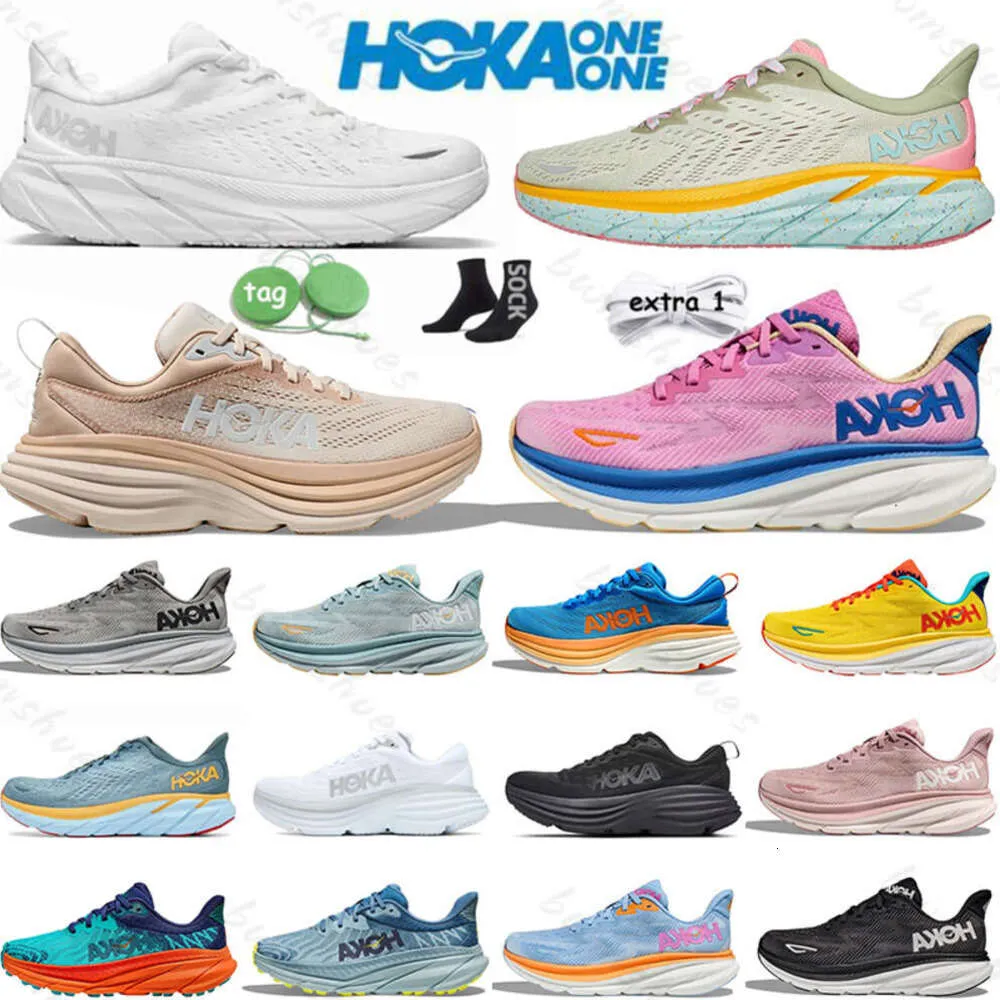 Hoka One Bondi 8 buty kobiety męskie Hokas swobodnie ludzie biegają buty clifton 8 9 sport potrójnie biały czarny pretendent 7 zmieniający piasek na chmurze cyklamen słodki liliak trainsrgt